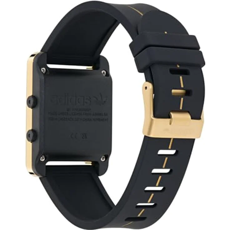 Adidas Originals Watch AOST25534, Digitaluhr mit Kalenderfunktion und Stoppuhr, Gold Gehäuse mit LCD Zifferblatt, schwarzes Silikonarmband, wasserdicht bis 3 Bars – Bild 4