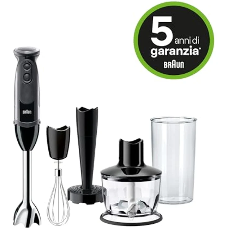 Braun MQ 5237 BK Multiquick Stabmixer Set, 1000W, 0,6L Mixbehälter, 21 Geschwindigkeiten, Kunststoff, schwarz – Bild 2