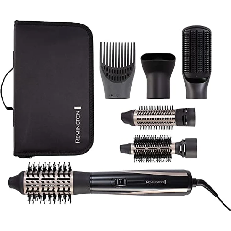 Remington Warmluftbürste [inkl.6 Aufsätze: 25,38,50mm Rundbürste, Stylingdüse, Flachbürste, Haaransatz-Booster] Blow Dry&Style (Locken,Volumen&glatte Styles aller Haarlängen) Ionenpflege,1200W, AS7700 – Bild 2