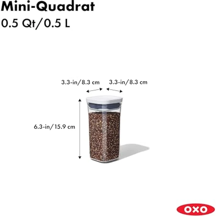 OXO Good Grips POP-Behälter ? luftdichte, stapelbare Aufbewahrung von Lebensmitteln ? 0,5 L für Getreide und mehr – Bild 2