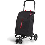 Gimi Einkaufswagen New Twin 4 Rollen, Tasche aus Polyester mit Kordelzugverschluss, 4 Rollen ermöglichen einen einfachen Transport, Schwarz