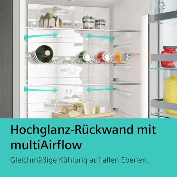 Siemens KG39N2XAF iQ300 Kühl-Gefrier-Kombination, 203 x 60 cm, 260 L Kühlen + 103 L Gefrieren, hyperFresh perfekte Kühlung für Fisch und Fleisch, noFrost, LED-Licht - helle, gleichmäßige Ausleuchtung – Bild 5