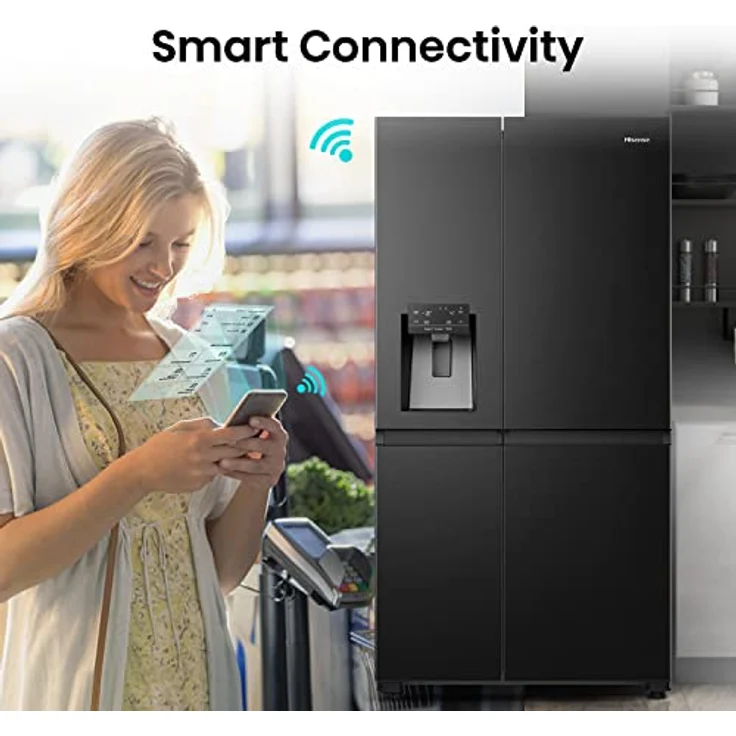 Hisense RS818N4TFE Side-by-Side Kühl-Gefrierkombination /179 cm/Inverter Kompressor/Total NoFrost/Multi Air Flow/Wasserspender mit Wassertank/Kühlteil 417 l/Gefrierteil 215 l/schwarz – Bild 4