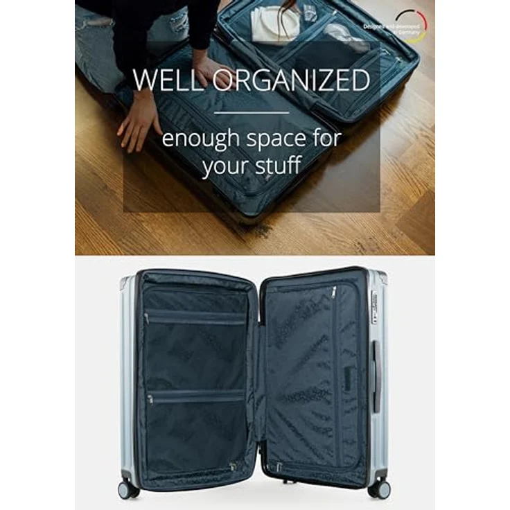 Hauptstadtkoffer Q-Damm 3er Kofferset, Handgepäck 54 cm, mittelgroßer Koffer 68 cm & großer Reisekoffer 78 cm, Hartschale ABS, TSA, Poolblau – Bild 3