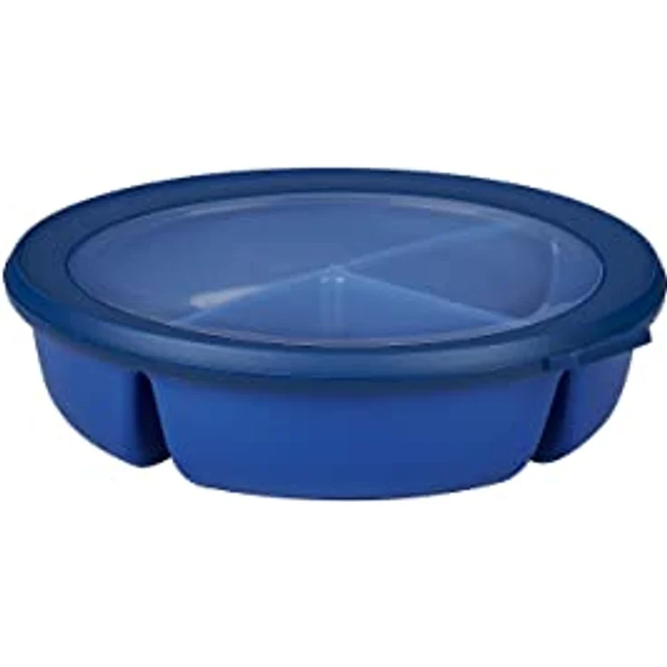 Mepal – Bento-Schüssel, Multischale mit 3 Fächern, rund Cirqula – Frischhaltedose luftdicht – Mahlzeiten getrennt aufbewahren – Meal-Prep-Boxen & Vorratsdosen – 250 ml, 250 ml & 500 ml – Vivid blue – Bild 1