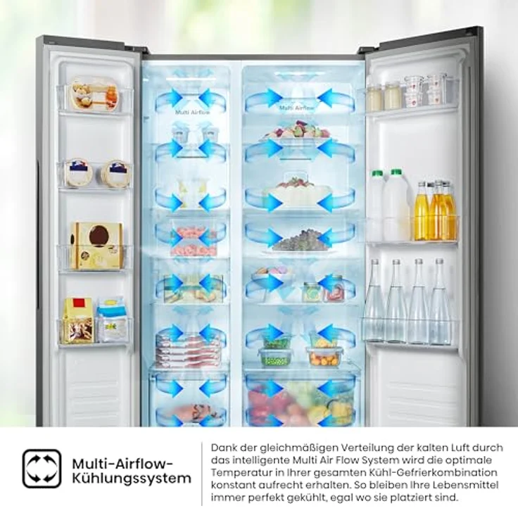 Hisense RS677N4ACC 20011475 Side-by-Side-Kühlschrank, freistehend, inoxfarben, Energieklasse C – Bild 5