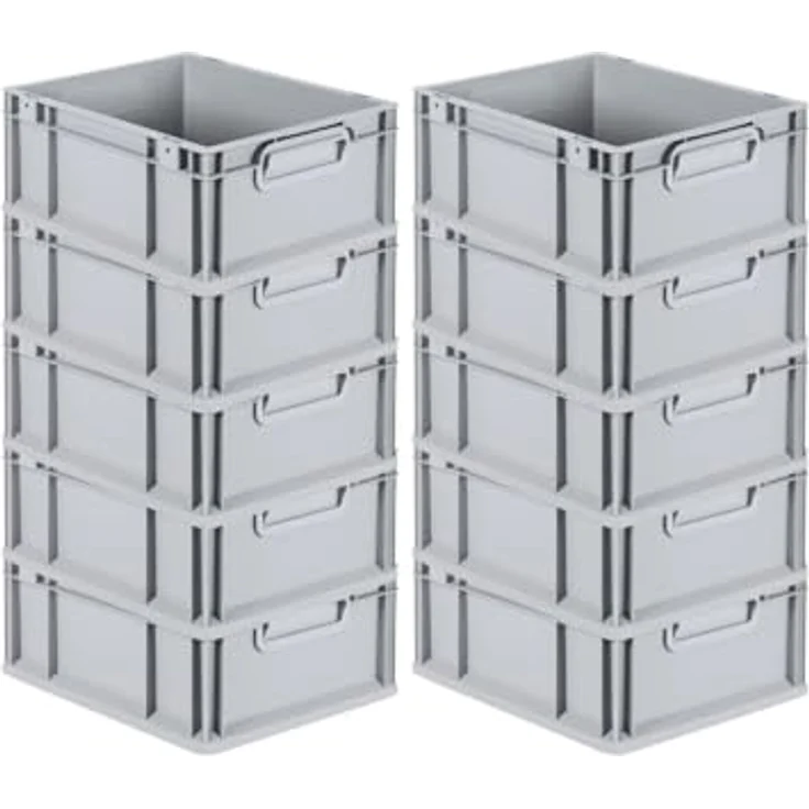 PROREGAL Eurobox NextGen Economy 10er Set mit Scharnierdeckel und roten Verschlüssen, HxBxT 17x30x40cm, 16 Liter, lebensmittelecht, robust und stapelbar – Bild 5