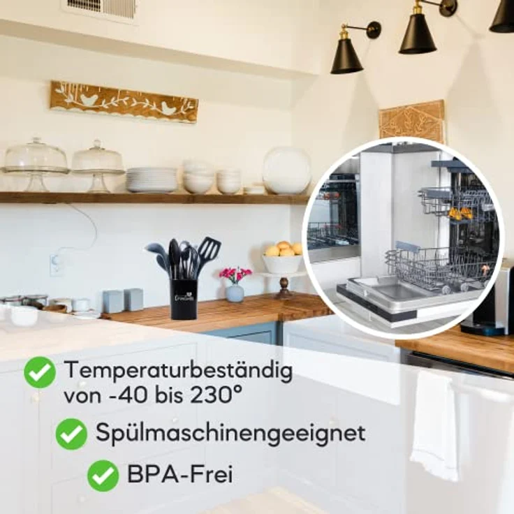 Coradoma Silikon Geschirrset Küche | Küchenutensilien 12-teilig Küchenhelfer Set mit Pfannenwender, Schneebesen, Kochlöffel, Suppenkelle | Kochbesteck Kochgeschirr Haushaltshelfer Küchenzubehör – Bild 3