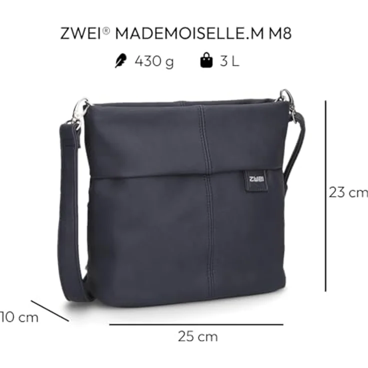 Zwei Umhängetasche Mademoiselle, 100% Polyurethan, schwarz, mit abnehmbarem Tragegriff und verstellbarem Umhängegurt – Bild 2