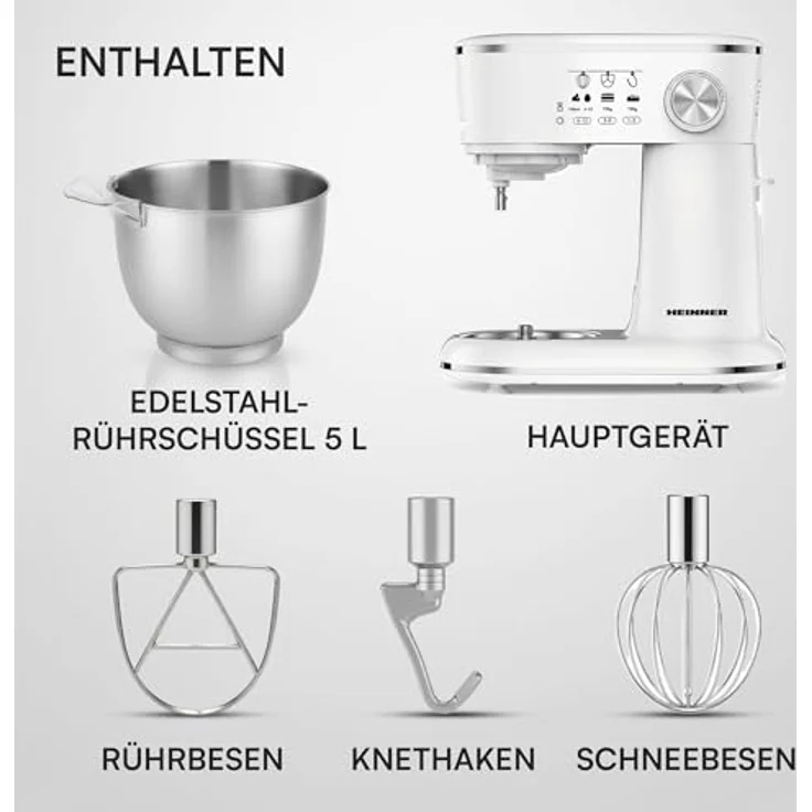 Heinner HPM-1000WHCH, Standmixer aus Edelstahl, Weiß, 5 l, 1000 Watt, Drehregler, Berührung – Bild 8