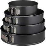 Relaxdays grau-metallic Springform Set, 4-teilig, rund, Ø 18-24-26-28 cm, Kuchenbackform, Antihaft, 250° hitzebeständig, Stahl, Standard