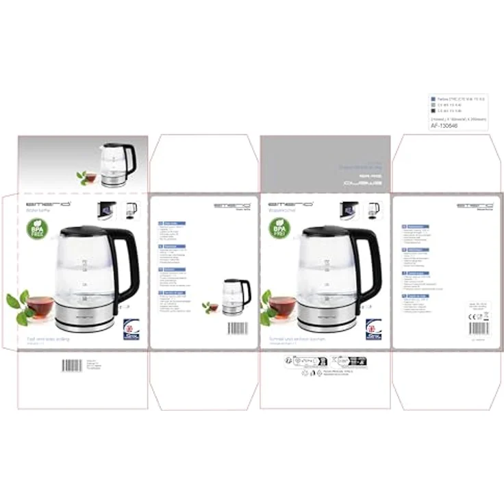 Emerio Glas-Wasserkocher WK-130126, 1,7 Liter, 2200 Watt, Schwarz-Transparent – Bild 7
