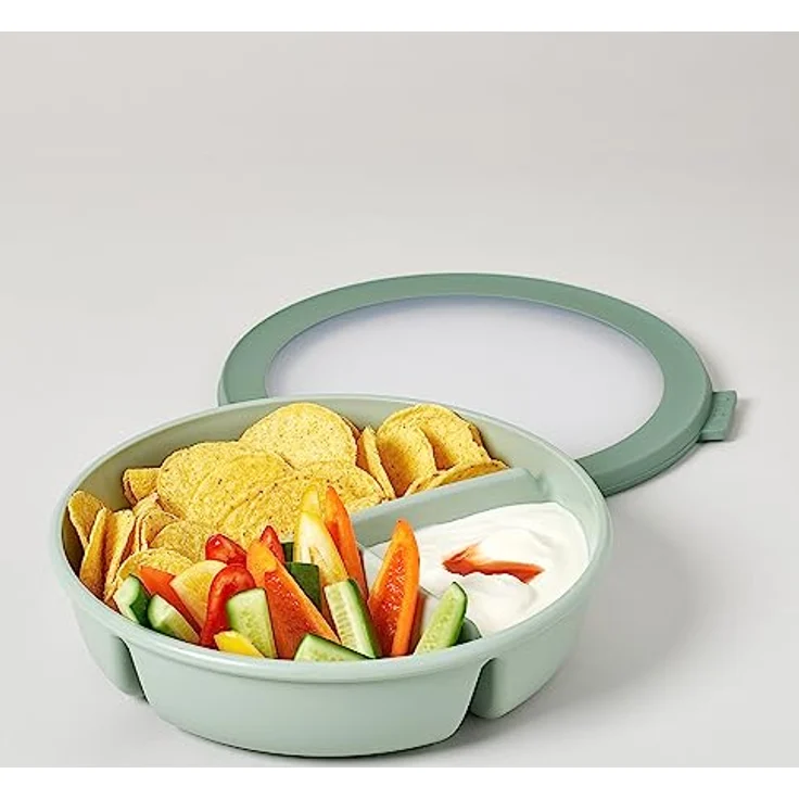 Mepal – Bento-Schüssel, Multischale mit 3 Fächern, rund Cirqula – Frischhaltedose luftdicht – Mahlzeiten getrennt aufbewahren – Meal-Prep-Boxen & Vorratsdosen – 250 ml, 250 ml & 500 ml – Vivid blue – Bild 4