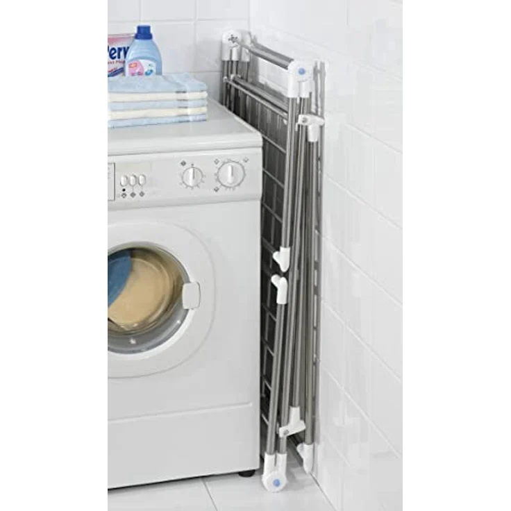 Wenko 3774014100 Flügel Wäschetrockner Profi Plus, mit Zubehör-Set, 15 m Trockenlänge, zusammenklappbar, Edelstahl rostfrei, 196 x 90 x 63 cm, Silber matt – Bild 5