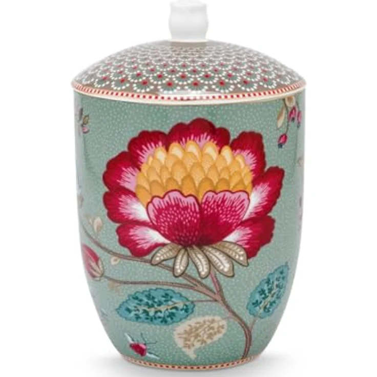 PIP STUDIO Blooming Tales Fantasy Blue Aufbewahrungsdose, 1,5l Porzellan mit floralem Muster – Bild 1