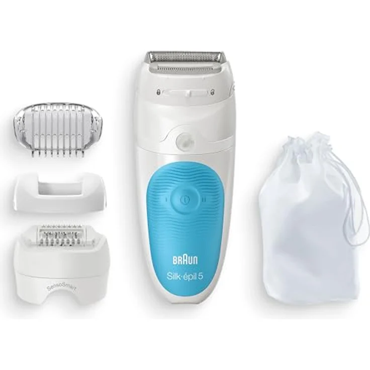 Braun Silk-épil 5 5-605 Epilierer weiß, blau – Bild 5