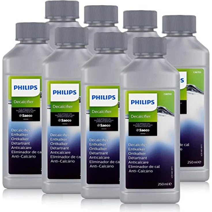 Saeco Entkalker für Kaffee/Espresso/Padmaschinen, 8 x 250ml, effektive Kalkschutzformel für optimale Maschinenleistung – Bild 1