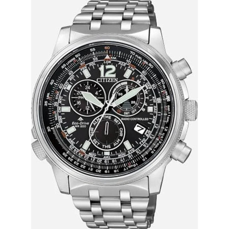 Citizen Armbanduhr Herren Chronograph CB5860 86E Funk Caliber E660, Funkuhr, 43 mm, silber – Bild 2