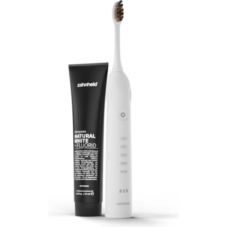 Zahnheld Elektrische Schallzahnbürste GERO mit Reiseetui | Lange Akkulaufzeit | 5 Putzmodi | Natural White Whitening Zahnpasta – Bild 1