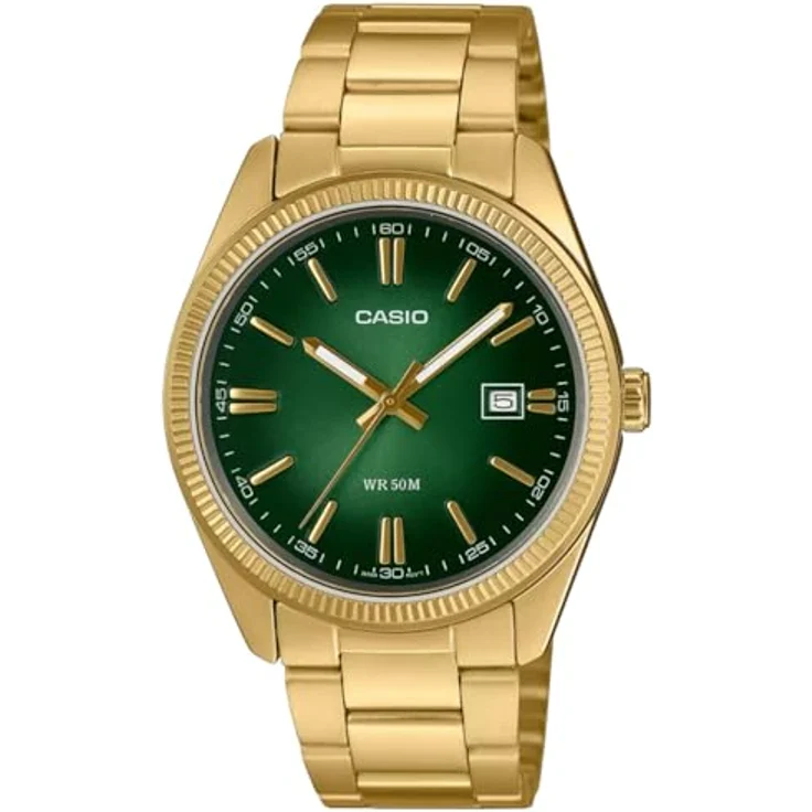 Casio Armbanduhr Timeless Goldfarben/Grün MTP-1302PGC-3AVEF – Bild 1