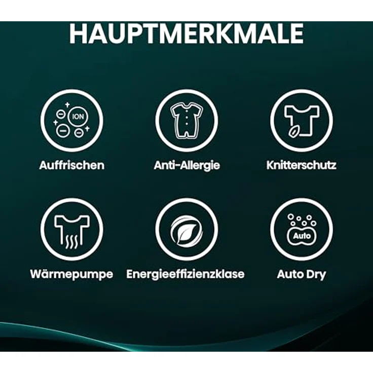 Hisense DHQE800BW2 Kondensationswäschetrockner, 8 kg Fassungsvermögen, Energieeffizienzklasse D, Hygiene- und Fein-Programme, Tür-Anschlag rechts – Bild 3