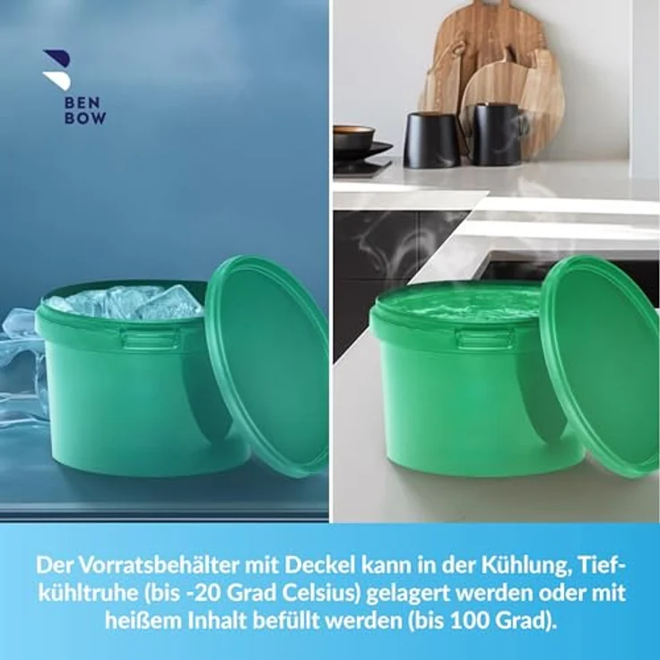 BenBow Eimer mit Deckel 0,5l grün 5X 0,5 Liter - lebensmittelecht, stabil, luftdicht - auslaufsicher, geruchsneutral - Kunststoffbehälter leer – Bild 4