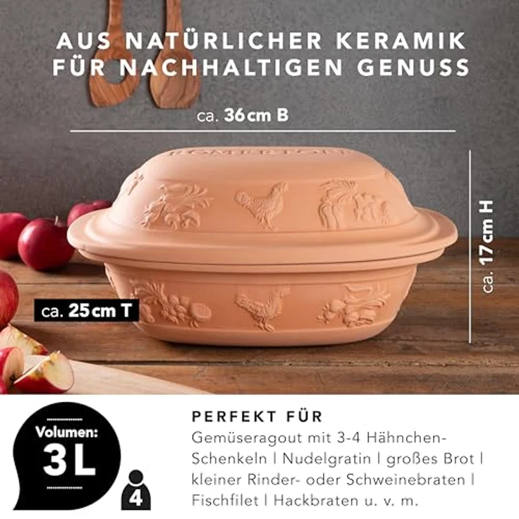 Römertopf Bräter Rustico Keramik Dampfgarer 2,5 kg – Bild 5