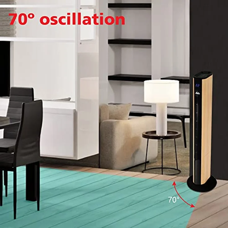 Solis Turmventilator mit Temperaturanzeige und Fernbedienung, Eingebauter Staubfilter, 91 cm Höhe, Easy Breezy Wood Effect (Typ 757), 970.50 – Bild 5