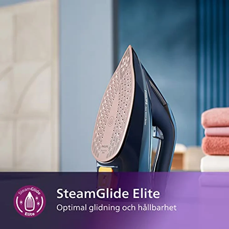 Versuni Philips Azur 8000 Series Dampfbügeleisen - 45 g/min Dauerdampf, 210g Dampfverstärkung, 2400 W, OptimalTEMP Technologie, SteamGlide Elite, hellblau – Bild 3