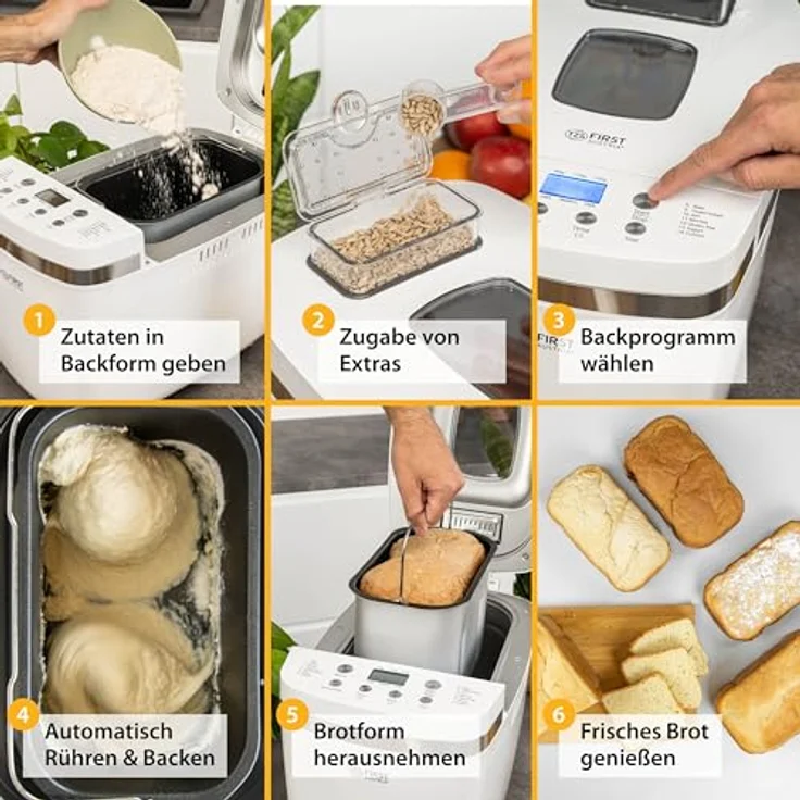 TZS First Austria Multifunktionaler Brotbackautomat | 14 Programme | Zutatenspender | Teigmenge 900g und 1350g | einstellbare Bräunungsgrade | Timer | Warmhaltefunktion | automatische Abschaltung – Bild 5