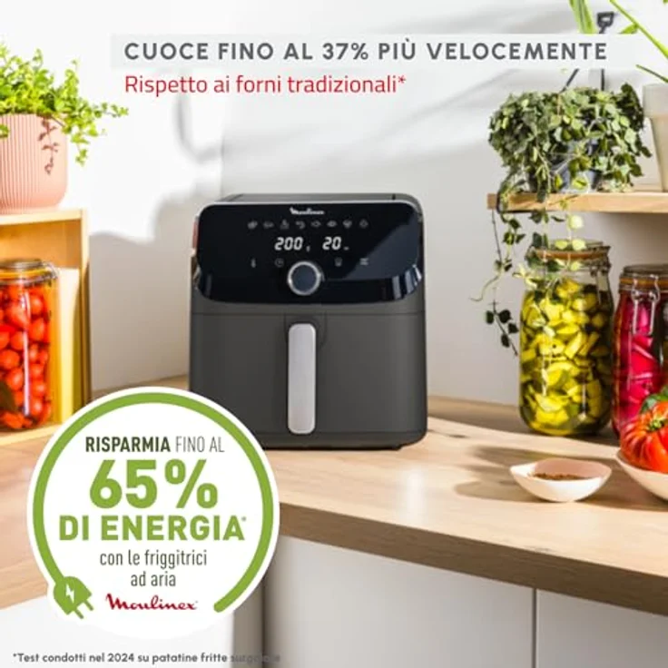 Moulinex Easy Fry Mega EZ855HF0, Heißluftfritteuse mit 7,5L Fassungsvermögen und 2020W Leistung, Holzkohle Grau – Bild 6