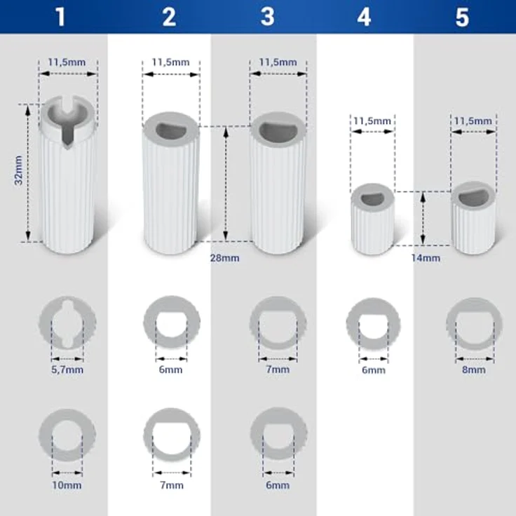 VIOKS Drehknopf Herd Universal 43mmØ Herd Knebel Weiß mit 5 Adaptern - Herd Zubehör aus Kunststoff - Knöpfe & Schalter für Backöfen & Herde – Bild 4