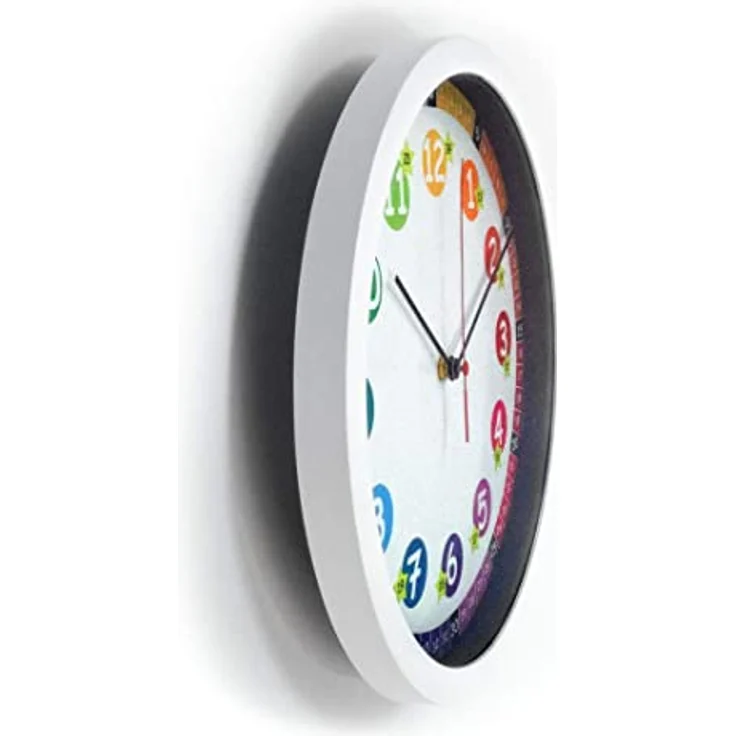 K&L Wall Art Lautlose Kinder Wanduhr Lernuhr Uhr für Mädchen und Jungen Kinderwanduhr 30cm Durchmesser (Regenbogen) – Bild 4