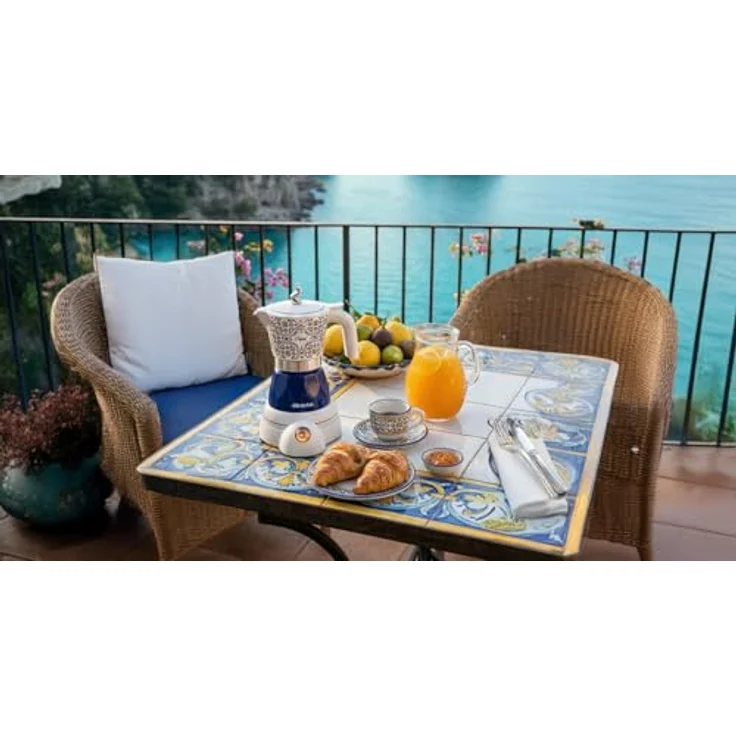 Ariete 1358 Capri Moka Aroma, Elektrische Espressokanne für gemahlenen Kaffee, 400 W, Weiß-Blau – Bild 7