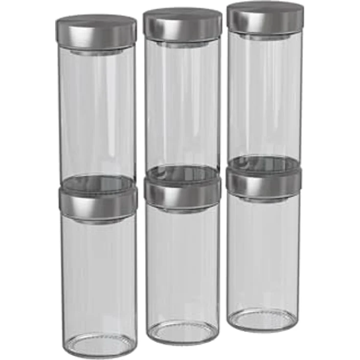 DekorStyle Gewürzdosen Set Alesar, 6 Stück aus Glas, 80 ml Füllmenge, transparent – Bild 2
