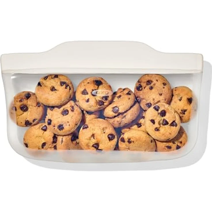 OXO Good Grips wiederverwendbarer Silikonbeutel – Snackbeutel (335 ml) – Hafer - Lebensmittelaufbewahrung - Halbgallonen-Beutel - Nahtlose Konstruktion - Lebensmittelechtes Silikon - Dichter Verschluss - Staubabweisende Oberfläche – Bild 1