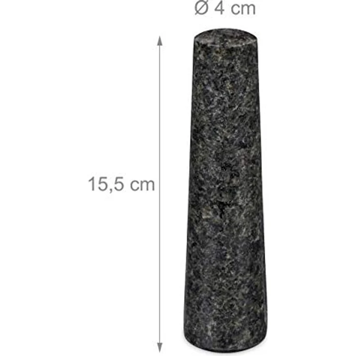 Relaxdays Mörser mit Stößel, Granit, poliert, langlebig, für Gewürze und Kräuter, Steinmörser D: 13,5 cm, dunkelgrau – Bild 5