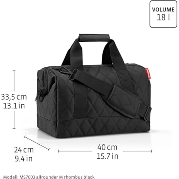 reisenthel allrounder M mesh black, Handtasche in Schwarz mit 18 Litern Volumen und sechs Innenfächern – Bild 4