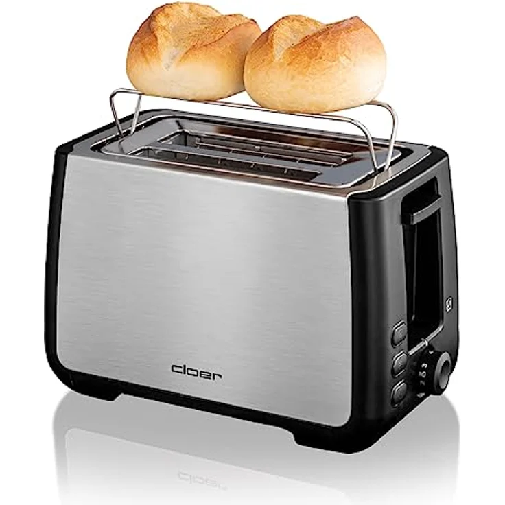 Cloer 3569 King-Size-Toaster für 2 XXL Scheiben-Check-Funktion-Edelstahlgehäuse - 1000 Watt-schwarz Kunststoff – Bild 4