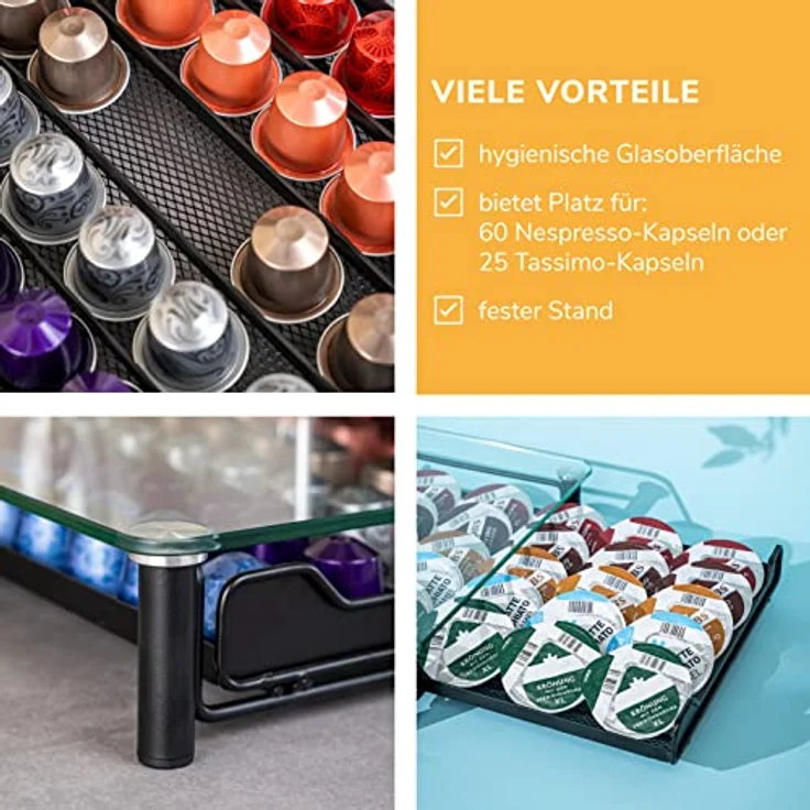 bremermann Kapselspender Kaffeekapselbox, Kapselhalter, transparente Glasplatte 60x Nespresso – Bild 6
