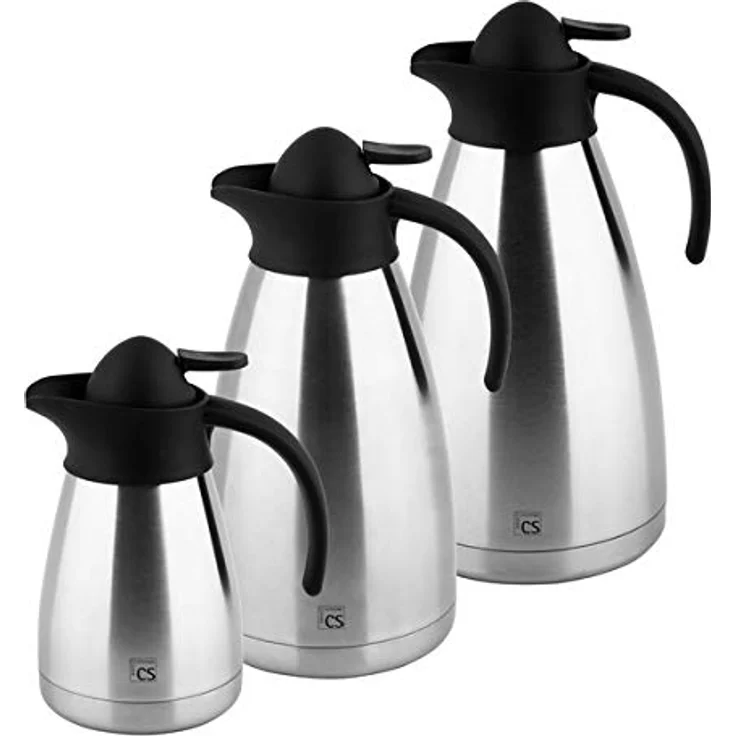 CARL SCHMIDT SOHN Isolierkanne Cottbus, 0,5 l, doppelwandig, Einhandbedienung, Silber – Bild 2