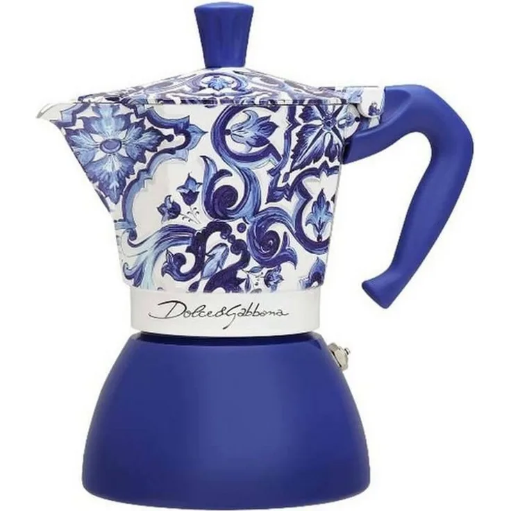 BIALETTI Espressokocher Bialetti D&G, Aluminium, 6 Tassen, geeignet für Elektro-, Gas-, Glaskeramik- und Induktionsküchen, blau