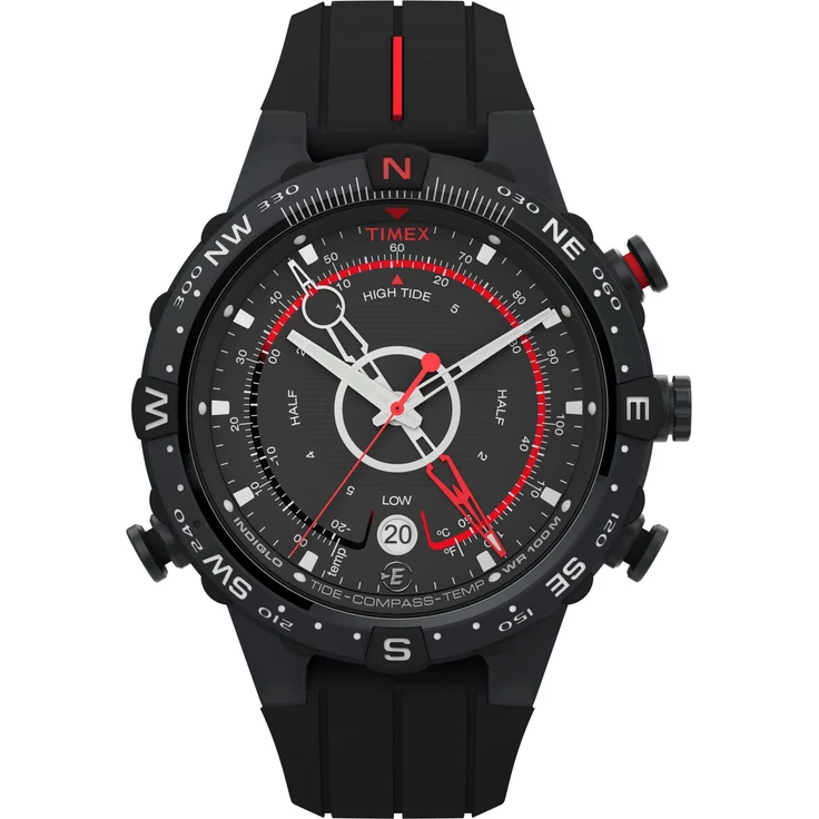 Timex Quarzuhr TIDE/TEMP/COMPASS, Armbanduhr, Herrenuhr, Datum, Leuchtzeiger, Mineralglas, analog, schwarz – Bild 1