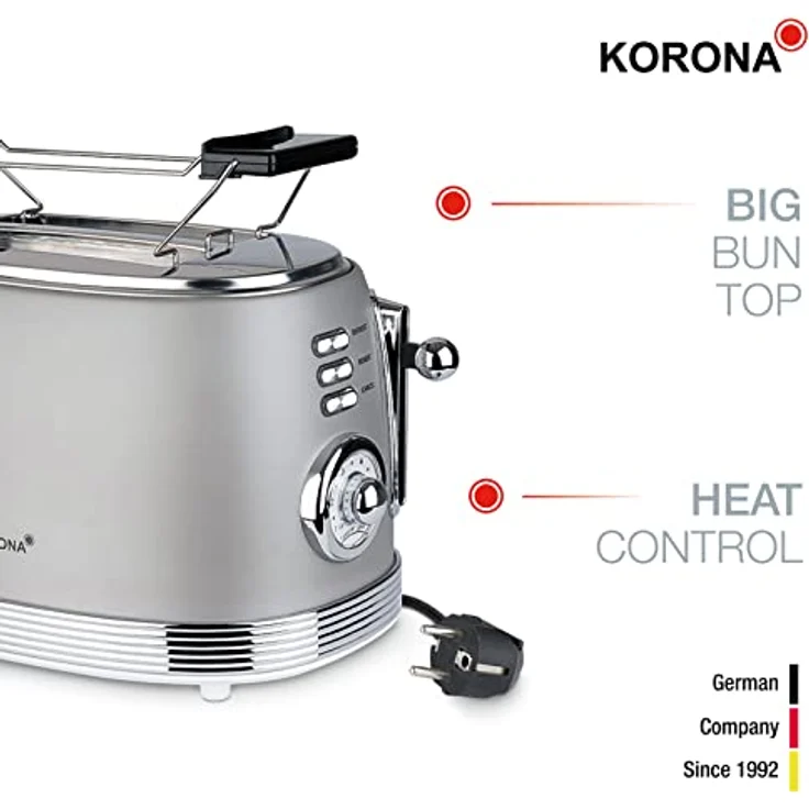 Korona Toaster Retro Design Toaster 21667, 850W, Chrom Optik, Vintage Style, 2 Scheiben, grau – Bild 2