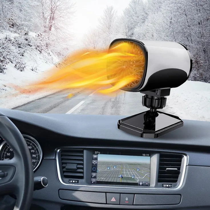Xdovet Tragbare Autoheizung, 2 in 1 schnelle Heizung Defrost Defogger, 12V 120V Auto Heizung Stecker in Zigarettenanzünder, 360 ° drehbar
