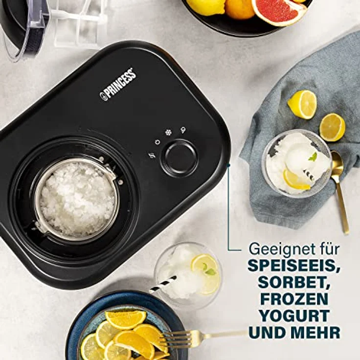 Princess 282608 Eismaschine mit Kompressor, inkl. Kühlaggregat, 1l, 100W, fertig in 60 Minuten, schwarz, silber – Bild 4