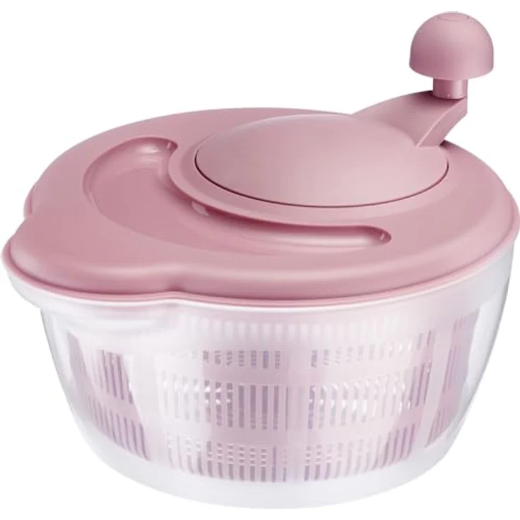 Westmark Fortuna Salatschleuder, 5 Liter, BPA-frei, transparent/rosa, ergonomischer Drehknauf, made in Germany – Bild 1