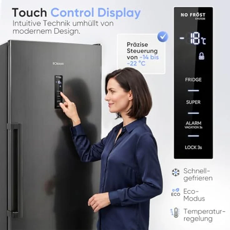 Bomann® GS 7371, Gefrierschrank mit Total NoFrost, MultiAirflow, 274L, 185cm, inox – Bild 5