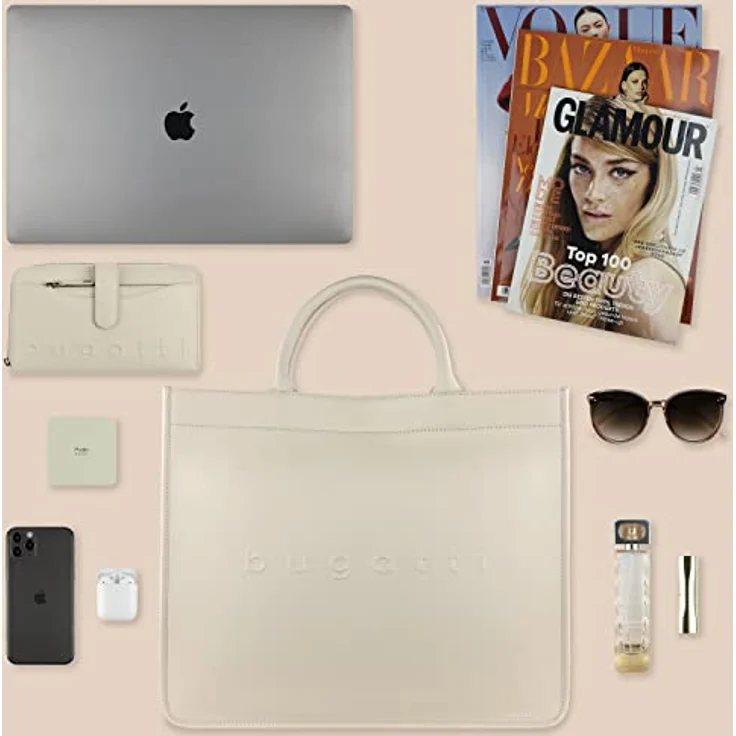 Bugatti Shopper Daphne Tote Bag, hochwertiges Rindleder, geflochtener Henkel und Schultergurt, schwarz – Bild 5