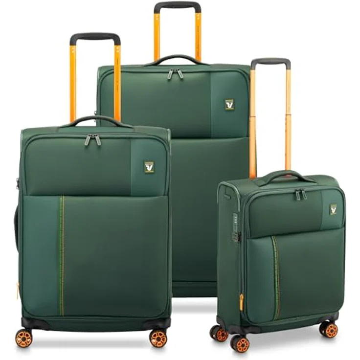 RONCATO MOVE Trolley weich, erweiterbar mit Reißverschluss, 4 Rollen, Grün Wald, Set 3 trolley – Bild 1